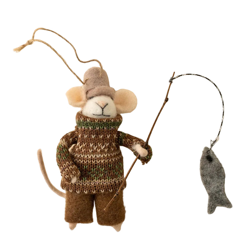 “Fisherman Frank” Felt Mouse Ornament