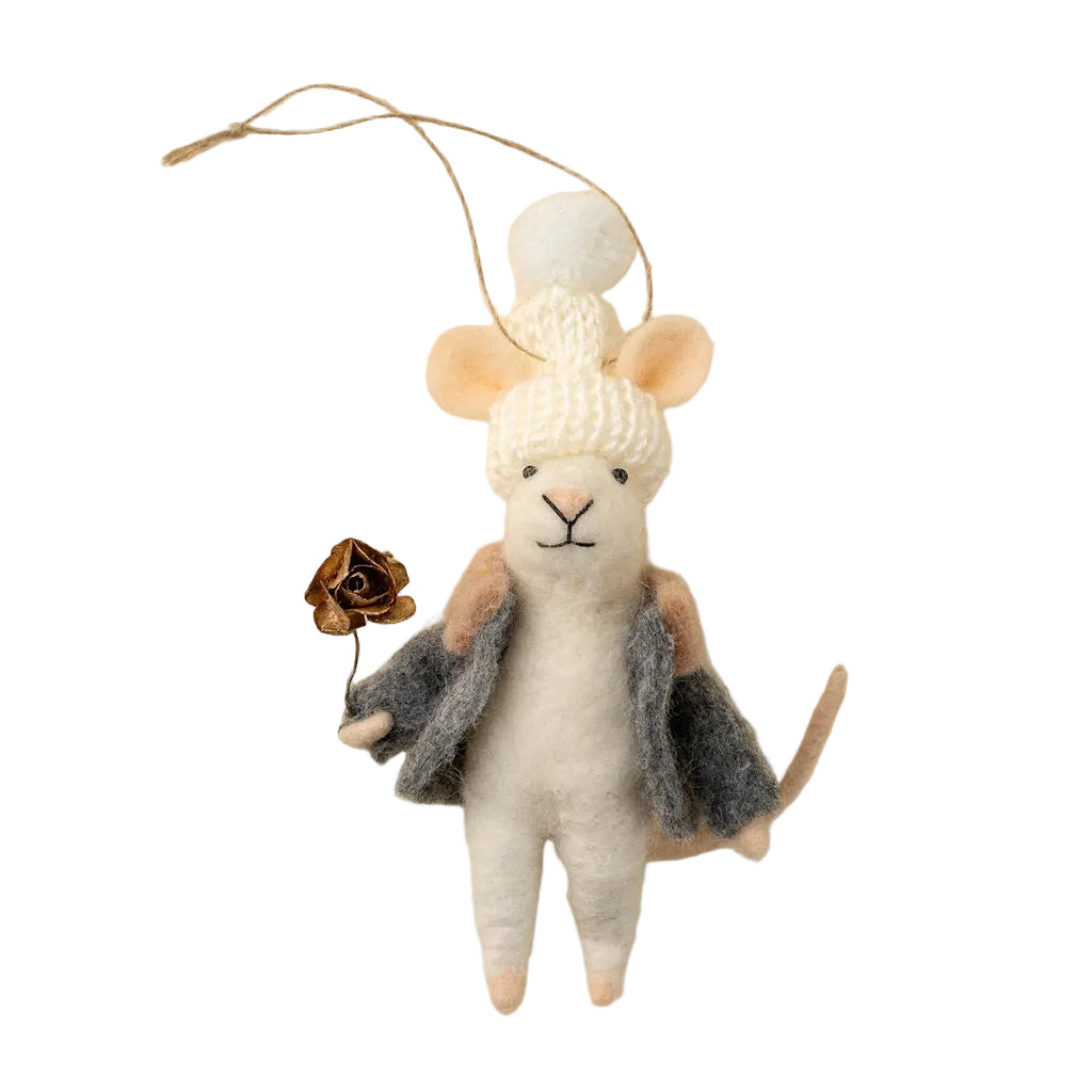 “Gilded Rose Glen” Felt Mouse Ornament