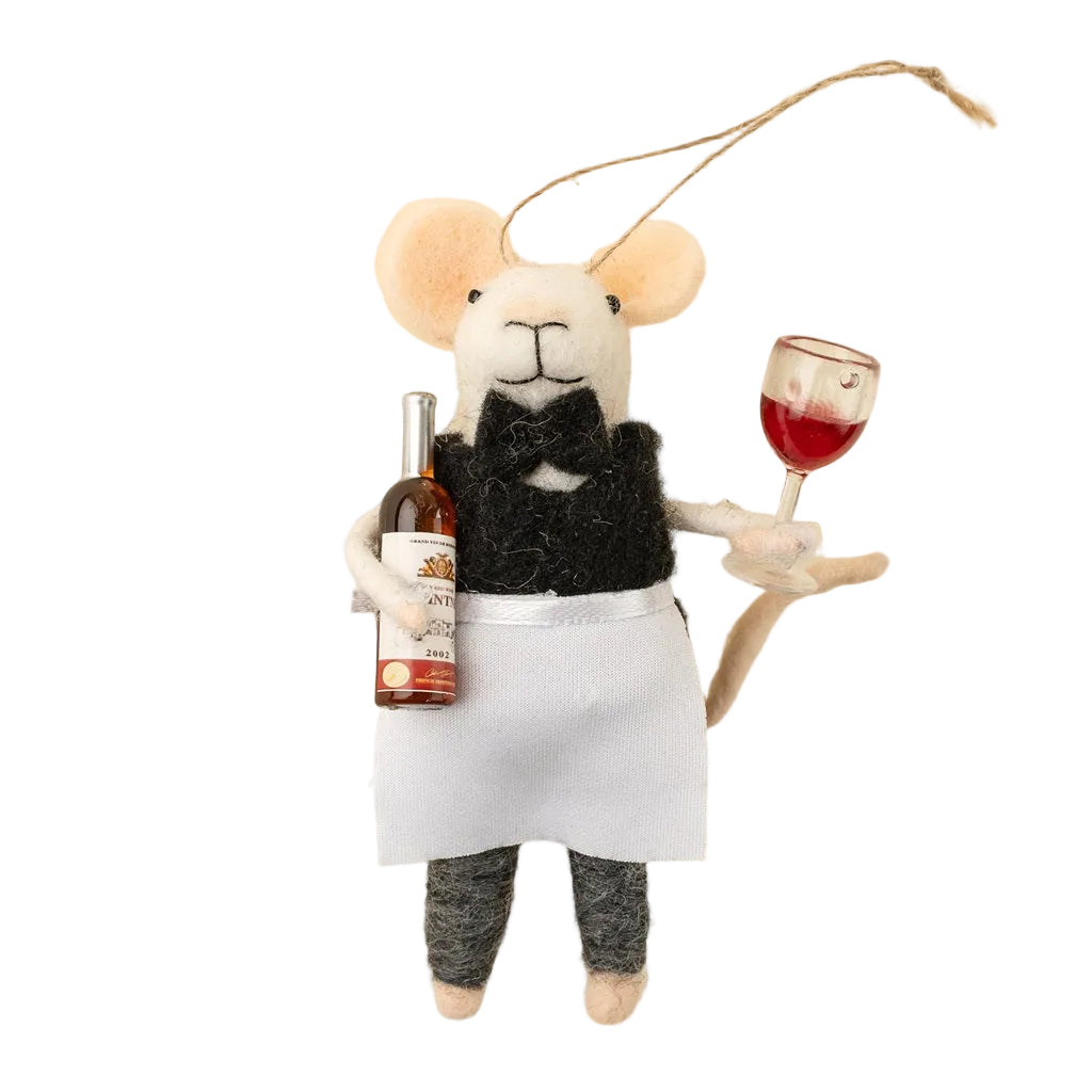 “Sommelier Sam” Felt Mouse Ornament