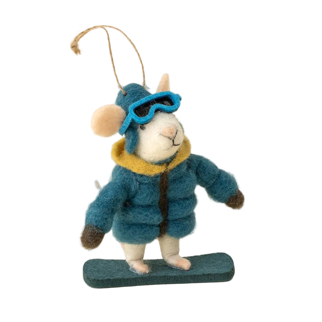 “Snowboard Sidney” Felt Mouse Ornament