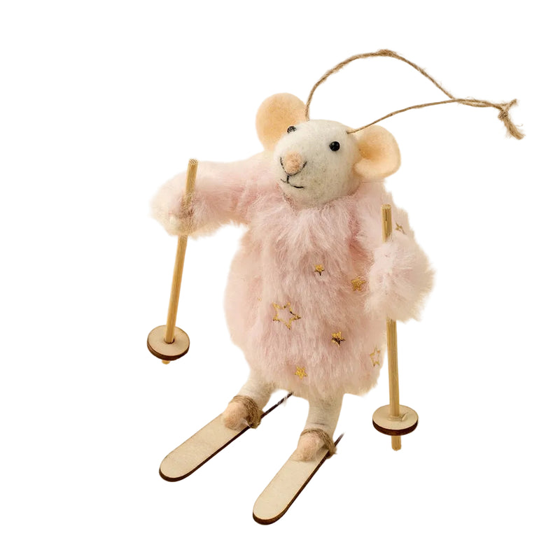 “Skiing Sophie” Felt Mouse Ornament