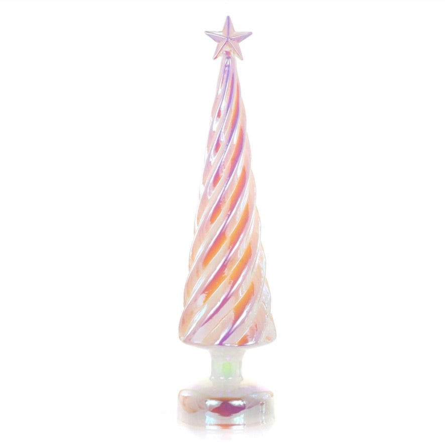 Large Iridescent Lit Glass Tree - Pearl