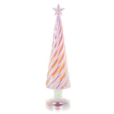 Large Iridescent Lit Glass Tree - Pearl