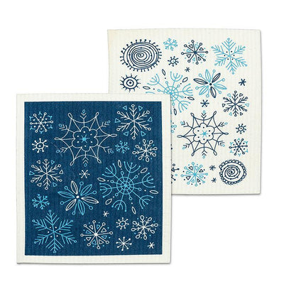 Allover Snowflakes Swedish Dish Cloths-Set of 2  | Putti Christmas Canada