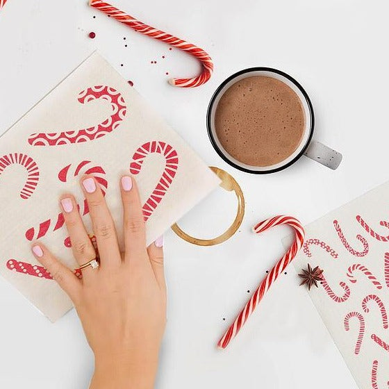 Candycane Swedish Dish Cloths-Set of 2