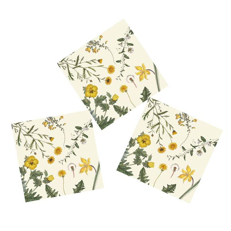 Yellow Floral Paper Napkins - Lunch