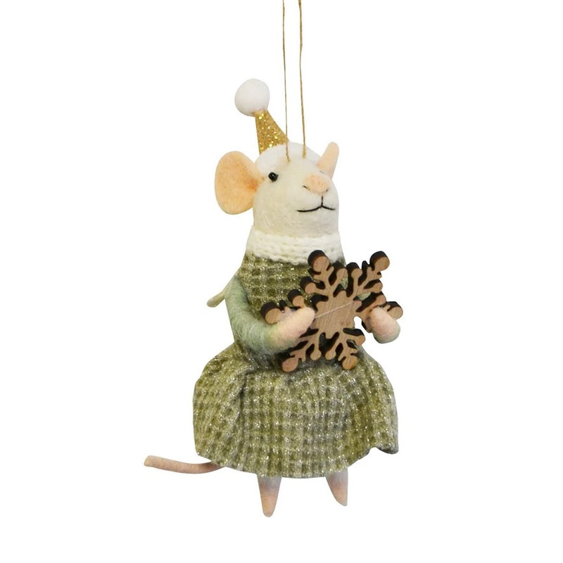 "Snowflake Susan" Felt Mouse Ornament | Putti Christmas Decorations
