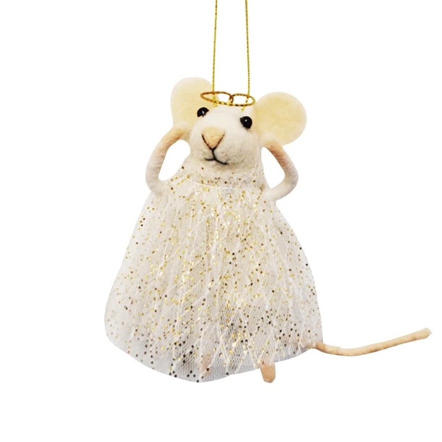 "Angel Annie" Felt Mouse Ornament | Putti Christmas Decorations