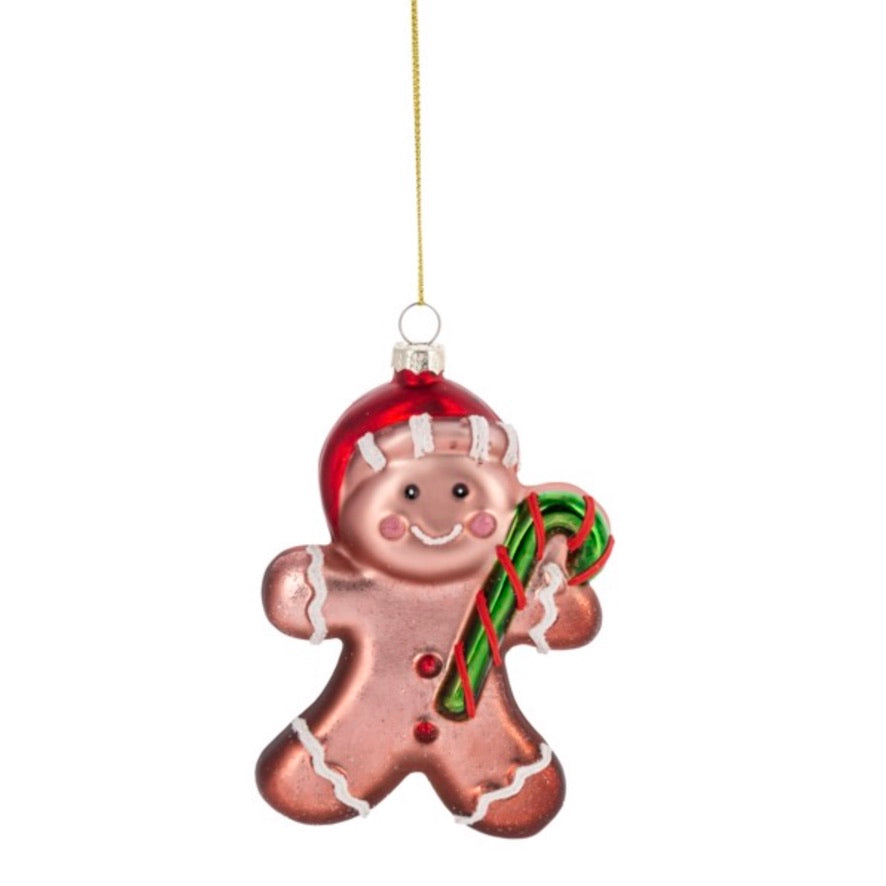 Gingerbread Man Glass Ornament