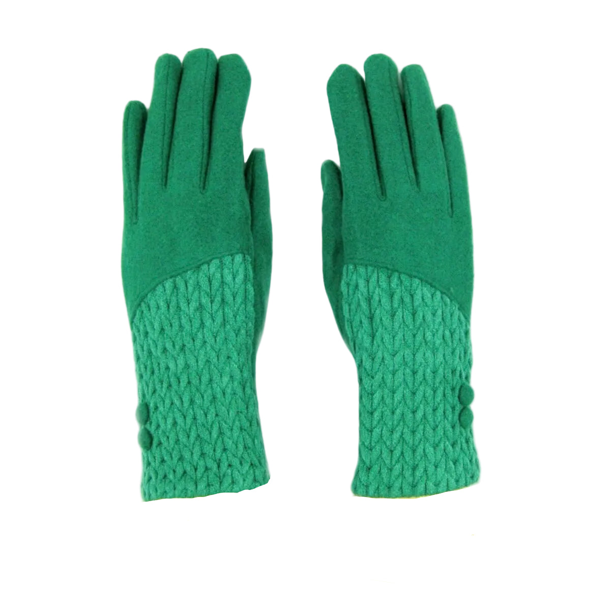 Cashmere Blend Buttoned Gloves - Green
