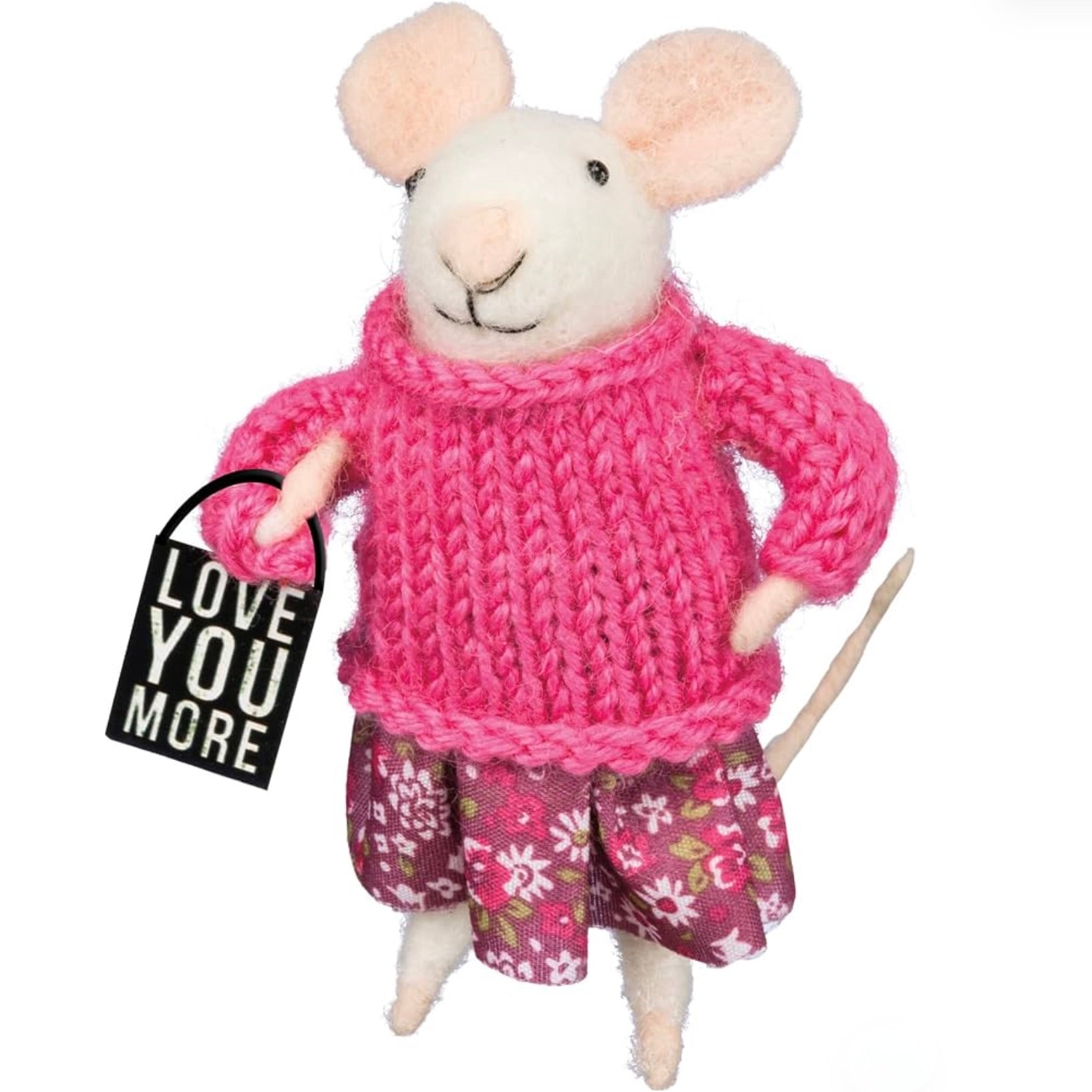 "Love You More" Felt Mouse Ornament