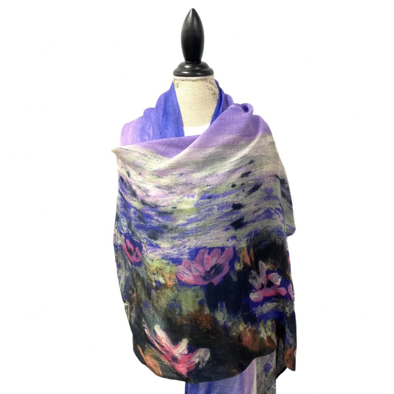Lilly Flower Wool Printed Scarf