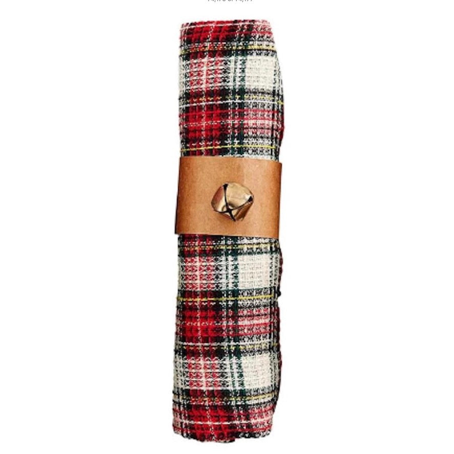 Jingle Bell Wrapped Towel - White Tartan