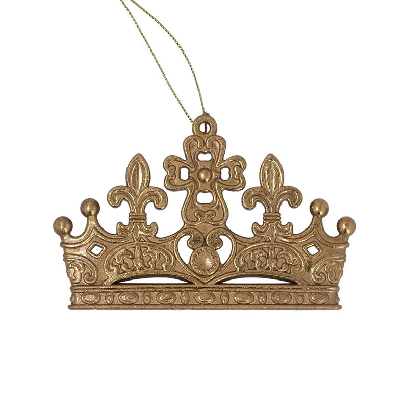 Matt Gold Flat Crown Acrylic Ornament | Putti Christmas Decorations