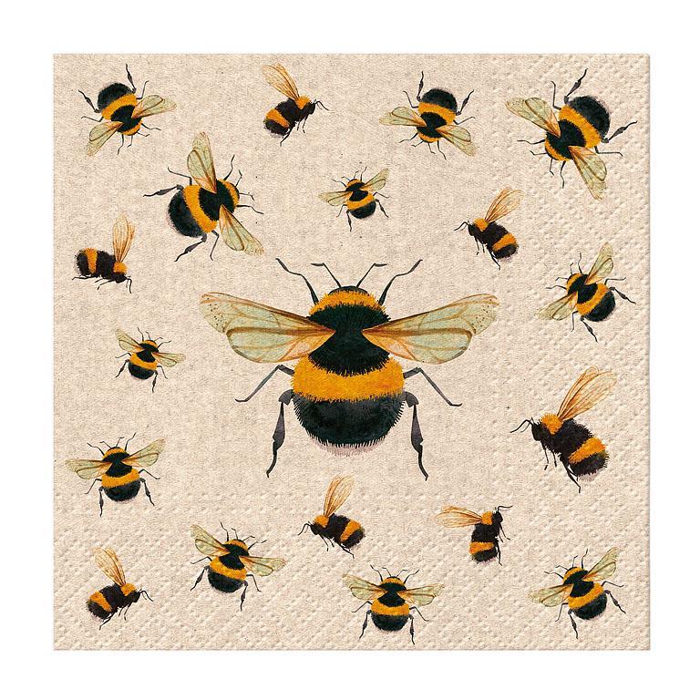Dancing Bees Paper Napkin Natural - Cocktail