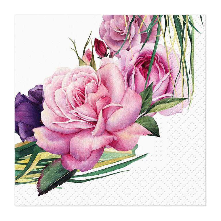 Rose Wreath Paper Napkin - Cocktail