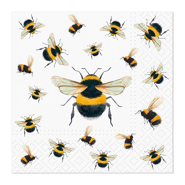 Dancing Bees Paper Napkin White - Cocktail | Putti Celebrations