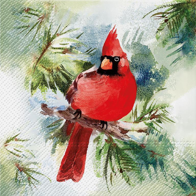 Winter Cardinal Luncheon Napkins | Putti Christmas Celebrations