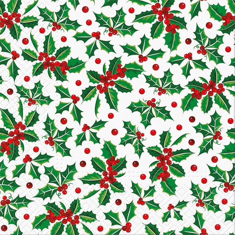 Holly Pattern Paper Napkins - Lunch