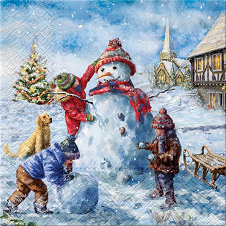 Snowman Fun Paper Lunch Napkin | Putti Christmas Entertaining