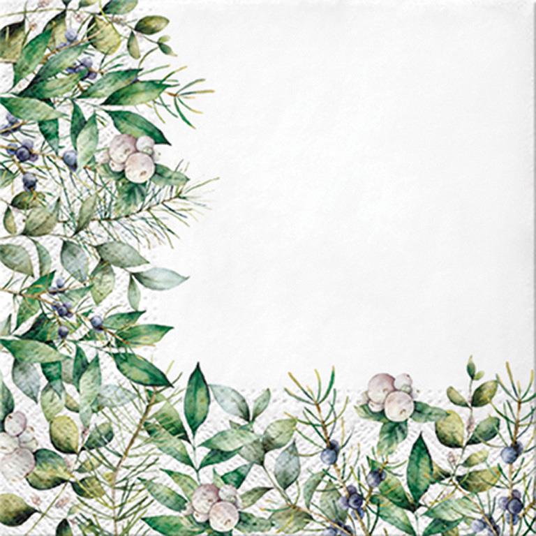Winter Greenery Paper Napkin - Lunch