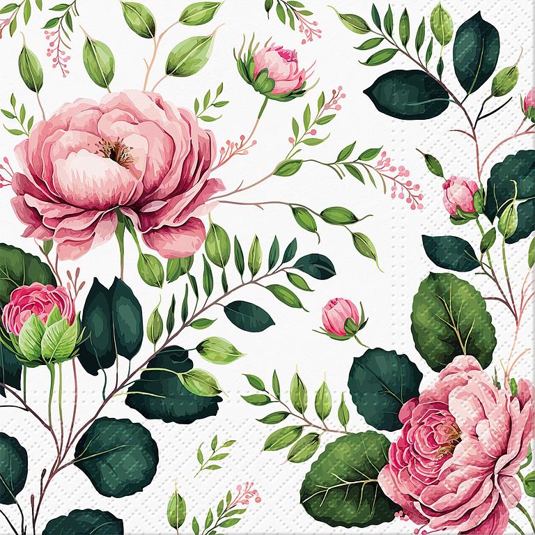Noble Roses Paper Napkins - Lunch