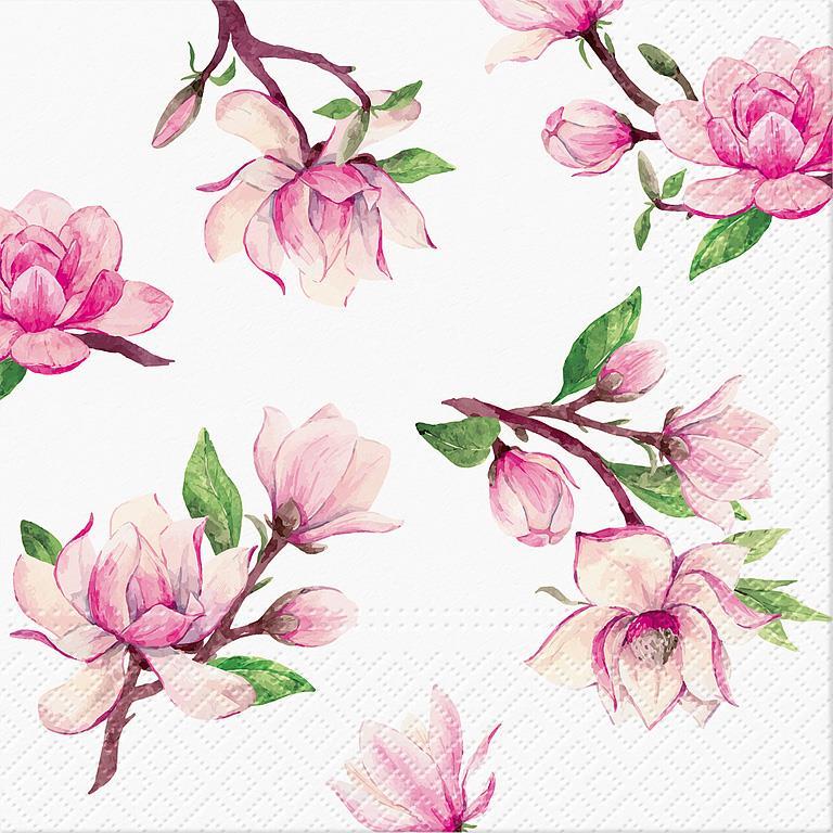 Magnolia Sprig Paper Lunch Napkins | Putti Celebrations Canada