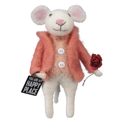 "Happy Place" Felt Mouse Ornament