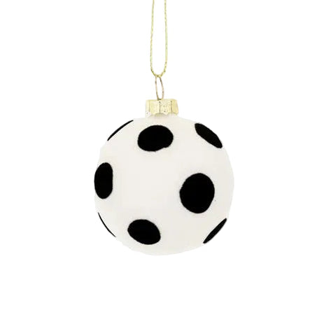 Black and White Polkadot Glass Ball Ornament - Small