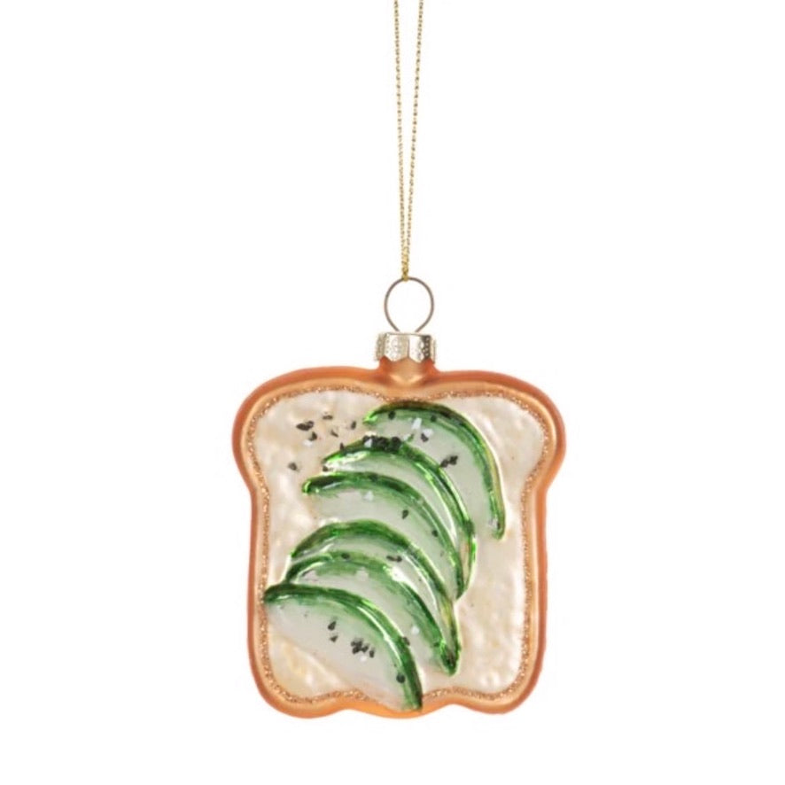 Avocado Toast Glass Ornament | Putti Christmas Decorations