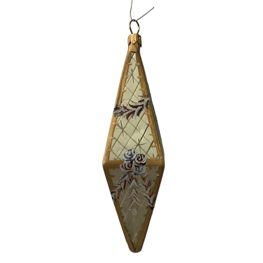 Versailles Handpainted Diamond Glass Ornament - Grey