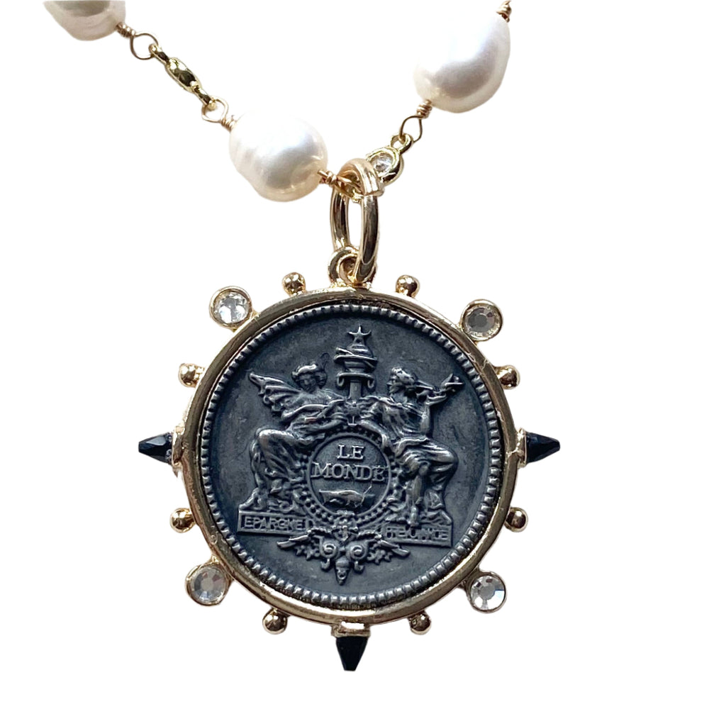 Coin with Pearl Necklace