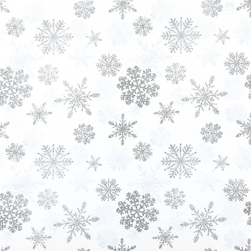 Snow Crystals Silver Lunch Napkins
