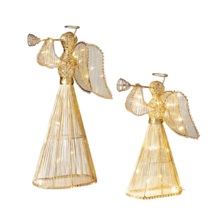Lighted Gold Angel with Trumpet