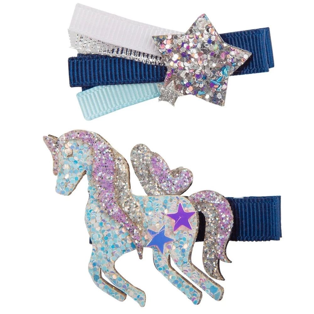Great Pretenders Boutique Navy Unicorn Star Hairclip 2pcs Assorted