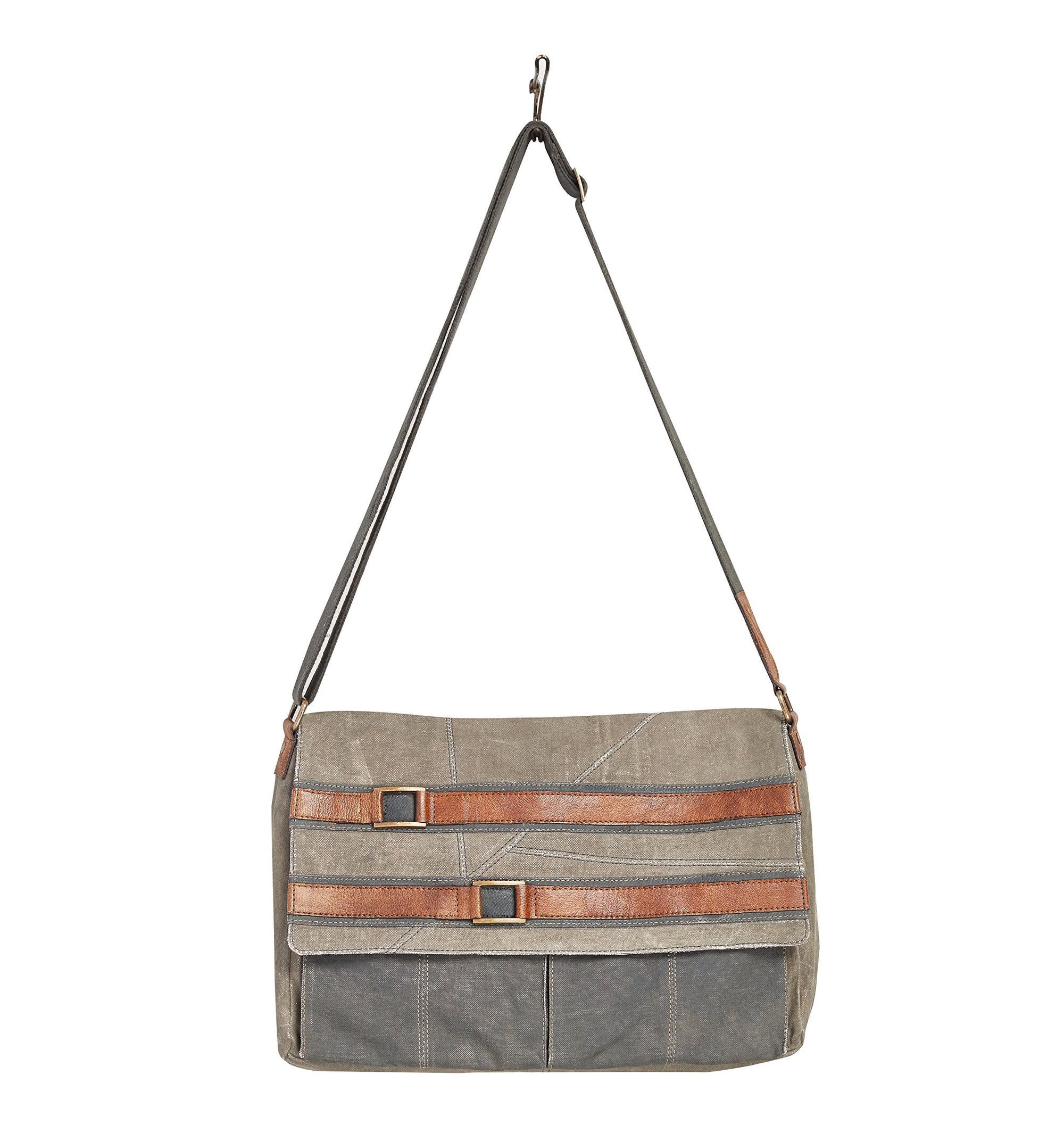 Mona B "Parker" Canvas Up-cycled Messenger Bag