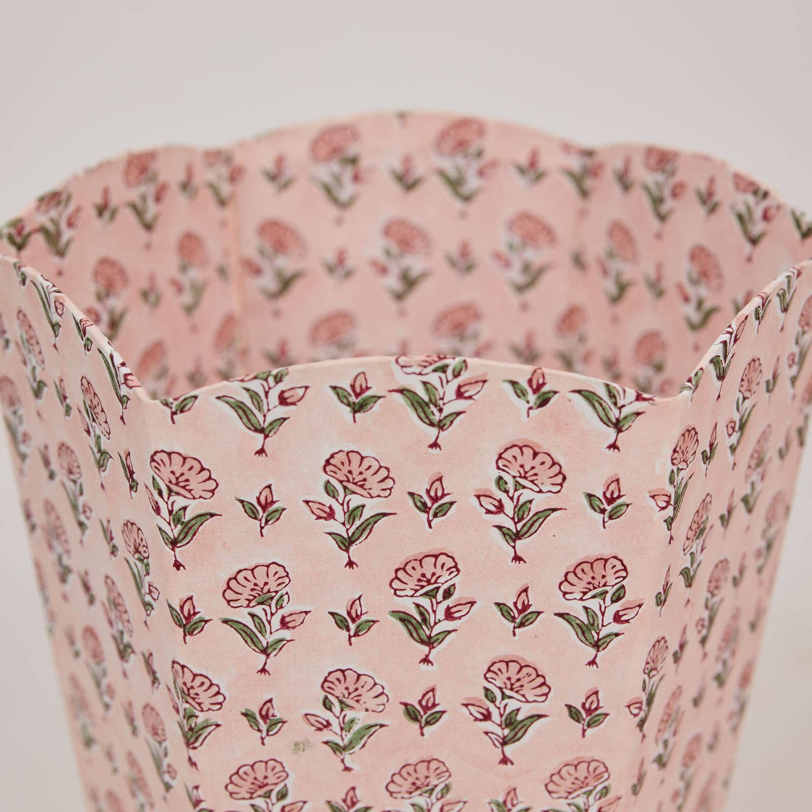 Block Printed Waste Paper Basket - Ditsy Floral Blush