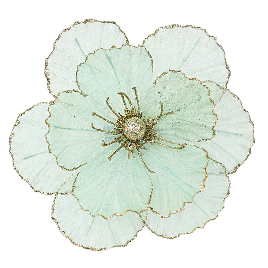 Mint Green Magnolia Head with Clip