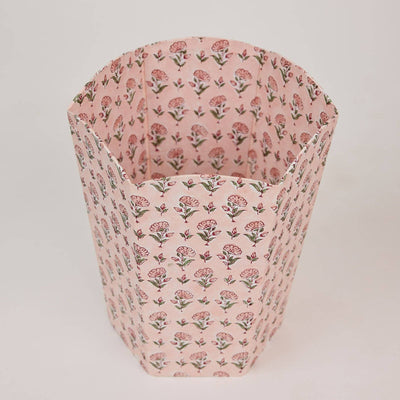 Block Printed Waste Paper Basket - Ditsy Floral Blush