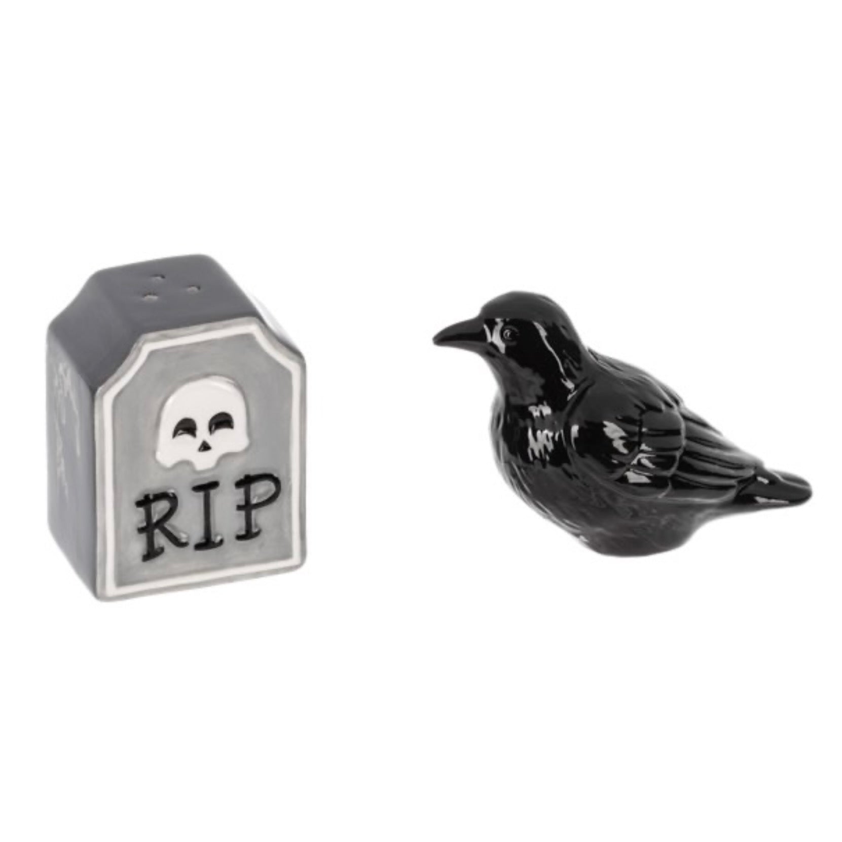 Crow and Gravestone Salt & Pepper Shakers