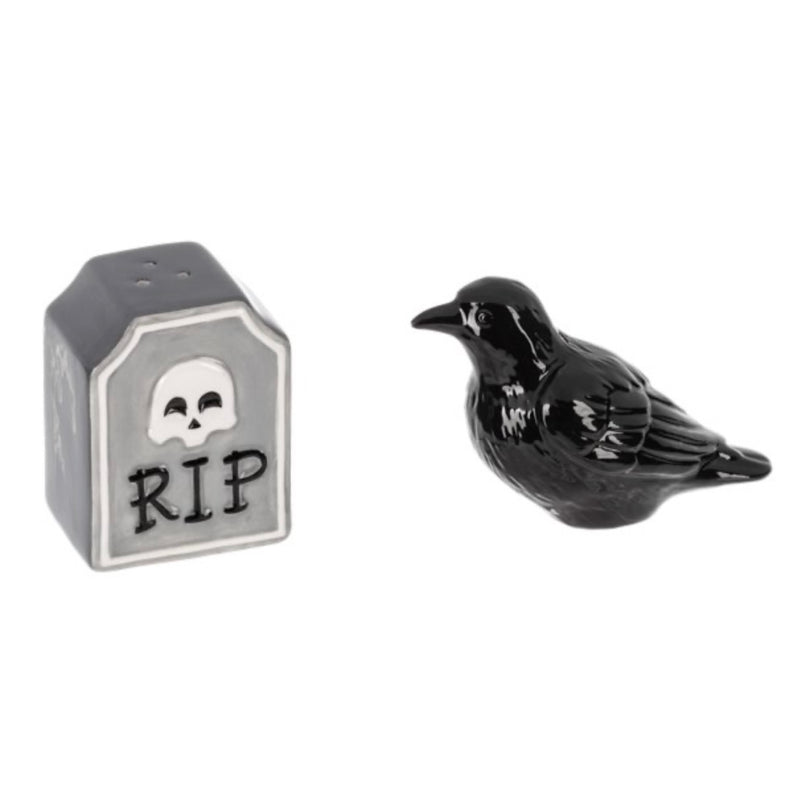 Crow and Gravestone Salt & Pepper Shakers