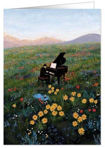 Piano in a Flower Field Greeting Card