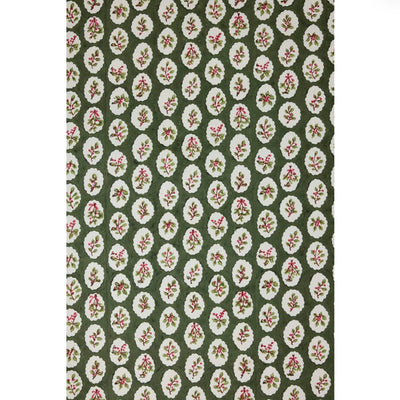 Paper Mirchi Block Printed Wrapping Paper Sheet - Scallop Tiles Holly Green