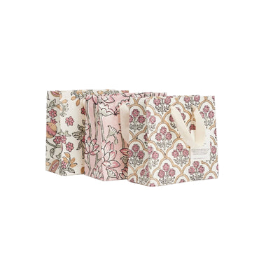 Hand Block Printed Gift Bags Pink Earth - Small