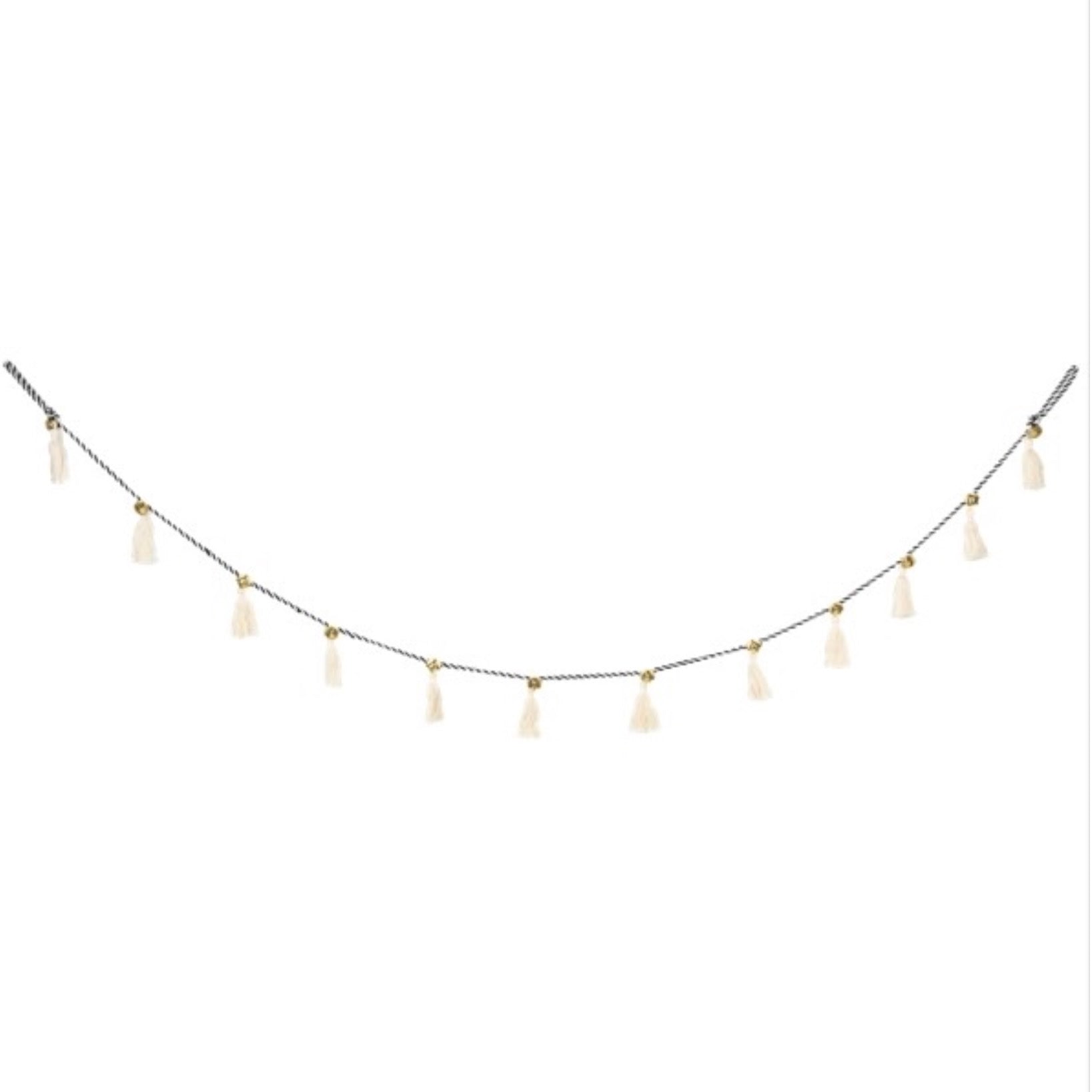 Black and White Tassel Garland with Bells