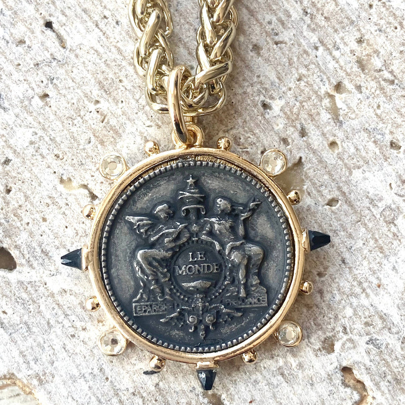 Le Monde French Coin Necklace