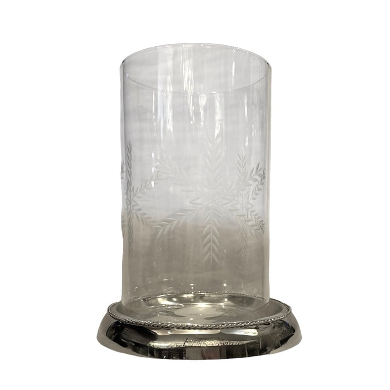 Etched Snowflake Hurricane on Silver Base