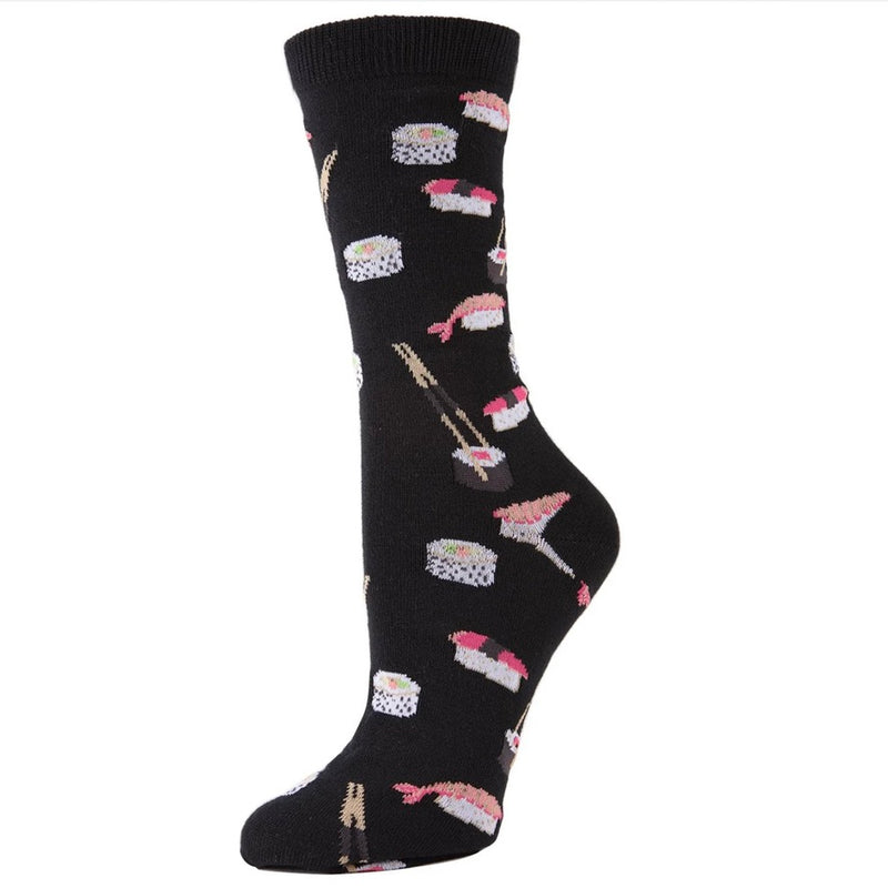 Women's Bamboo Crew Socks - Sushi Black