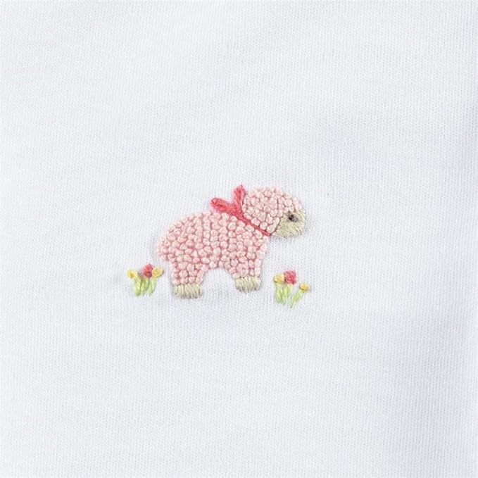 Mud Pie - French Knot Pink Lamb Sleep Gown