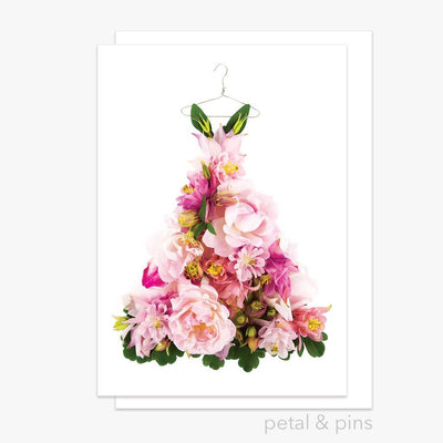 Petal & Pins Aquilegia & Rose Dress Floral Greeting Card